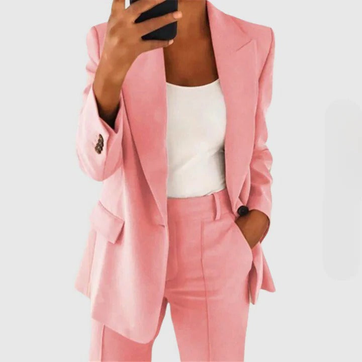 Belro chic blazer set with matching pants, featuring a sophisticated style, tailored fit, and stylish design.