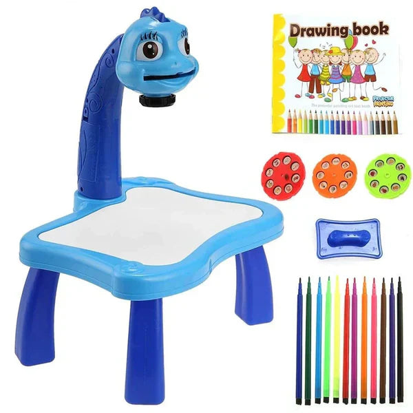 Creative LED Art Projector toy by Belro showing colorful light projections on a wall for kids' entertainment and artistic fun.