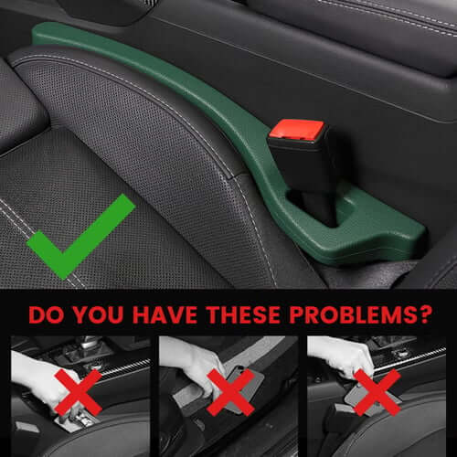 Belro Auto Gap Safety Fillers installed between car seats to prevent items from falling, enhancing interior organization.