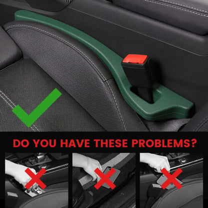Belro Auto Gap Safety Fillers installed between car seats to prevent items from falling, enhancing interior organization.