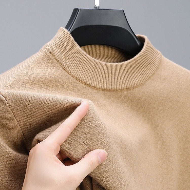 Belro men's cashmere sweater with an elegant hem, soft knit texture, and classic fit, ideal for stylish winter wear.