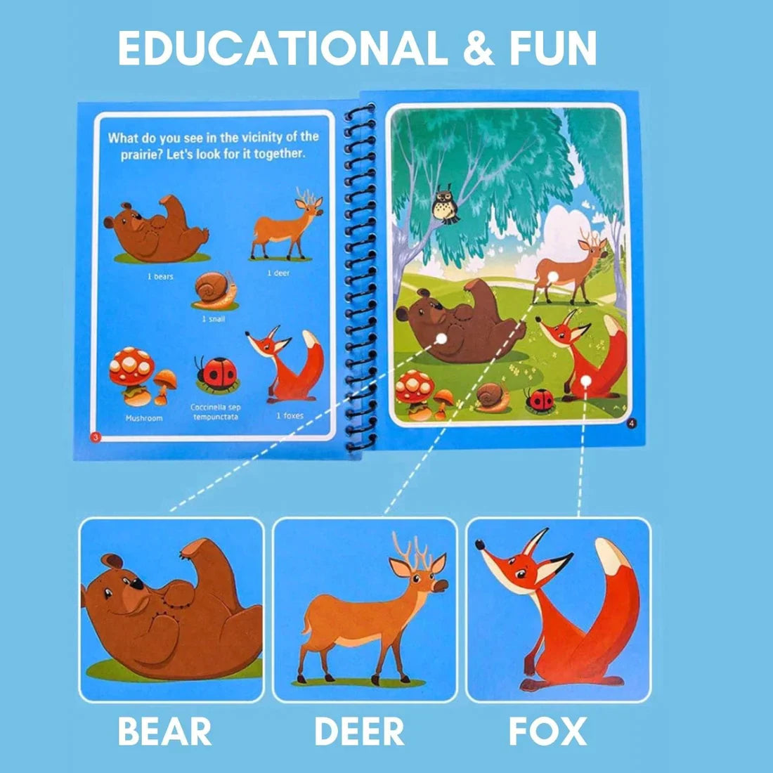 Belro Magic Water Drawing Book for Kids, colorful pages and water pen, fun toys and games for creative play
