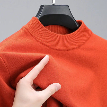 Belro men's cashmere sweater with elegant hem, showcasing soft, luxurious fabric and tailored fit in a neutral color.