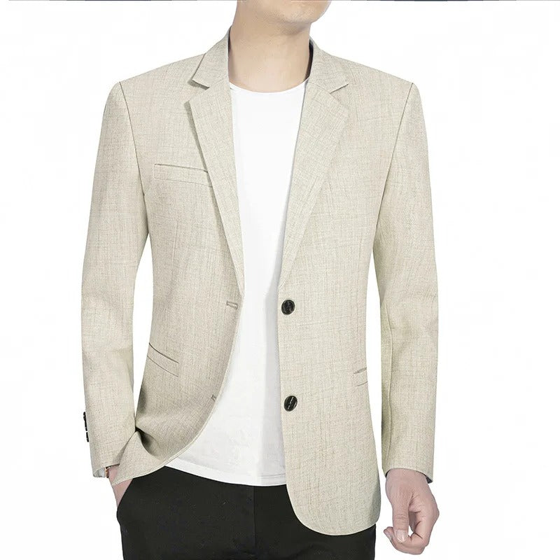 Men's elegant Belro blazer, tailored fit with classic lapels, in a dark color, suitable for formal occasions.