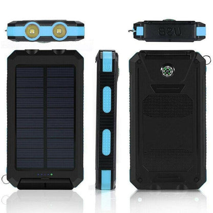 Belro 500000mAh waterproof solar charger power bank with multiple USB ports and rugged outdoor design for portable charging