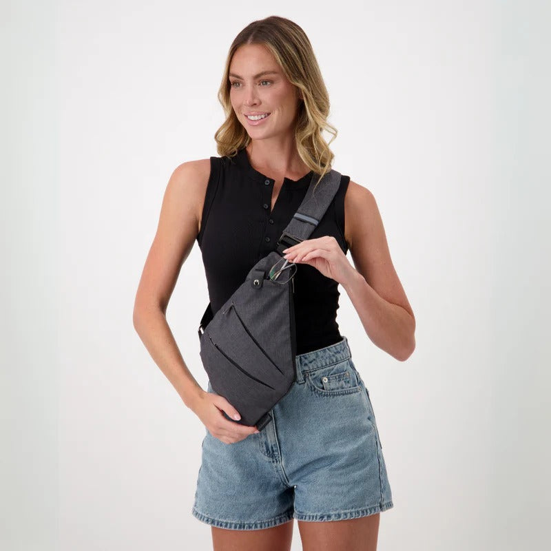 Belro unisex anti-theft crossbody bag with adjustable strap and secure zipper closure, designed for everyday travel accessories.