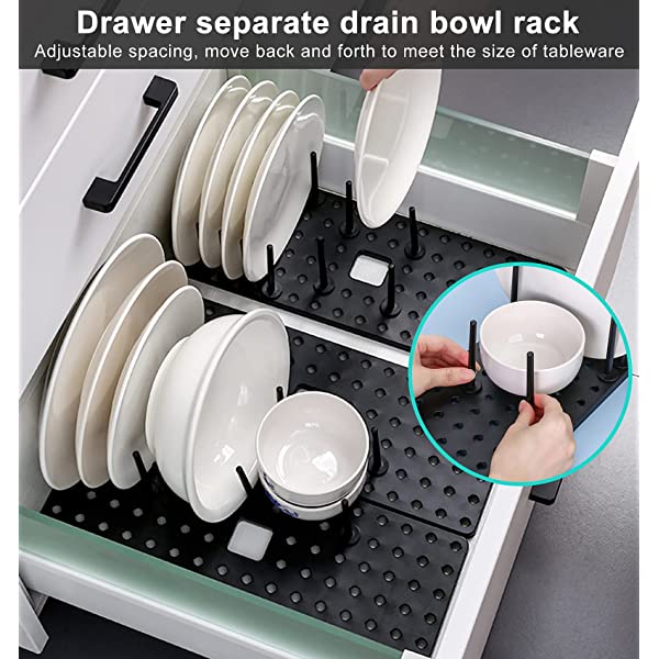 Belro adjustable drain rack for kitchen drying, with slots for plates and utensils, made of stainless steel for home and garden use.