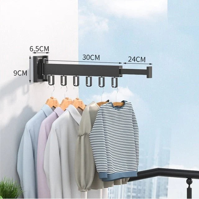 Belro retractable cloth drying rack mounted on wall, folding clothes hanger for laundry and home drying.