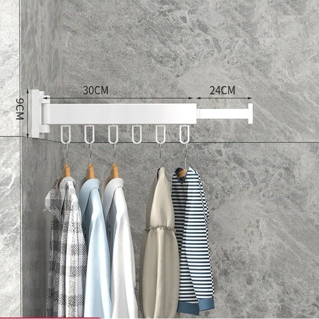Belro retractable cloth drying rack mounted on wall, folding clothes hanger for laundry drying in home and garden.