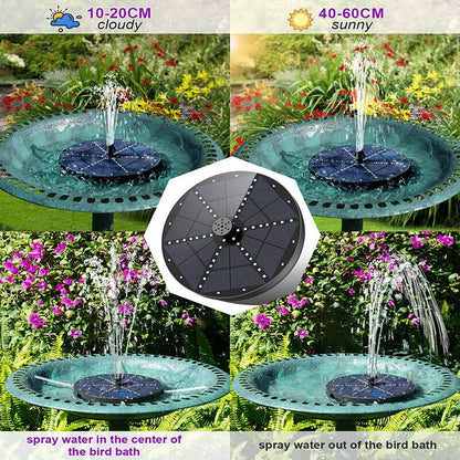 Belro solar outdoor fountain with 60 LED lights, decorative water feature for garden or patio with illuminated water display