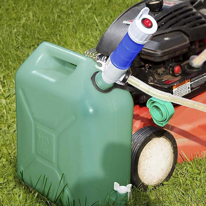 Belro electric liquid transfer pump and siphon with battery-powered hand pump for gas, diesel, water, and fuel transfer.