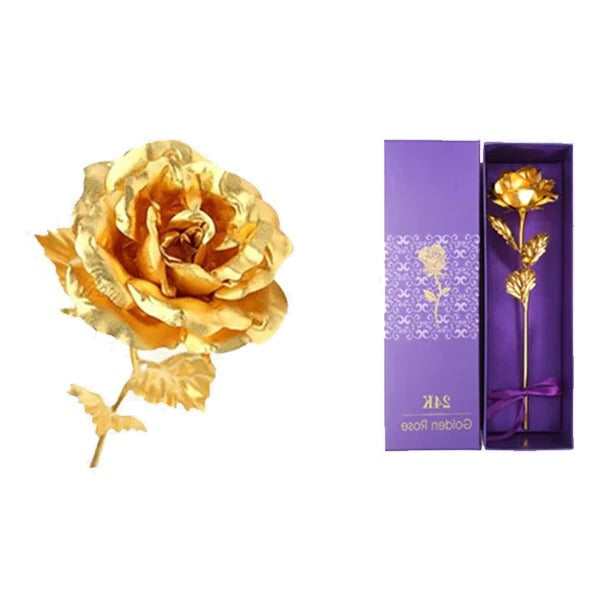 Belro 24K gold dipped real rose in gift box, elegant men's clothing accessory with a luxurious floral design.