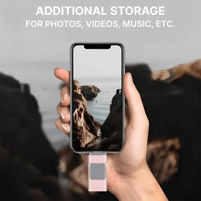 Belro USB flash drive compatible with iPhone and Android devices, compact electronic storage solution.
