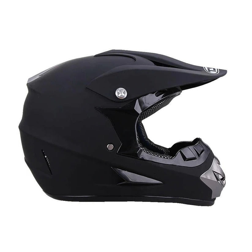 Belro full face snowmobile helmet with integrated goggles, black exterior, and padded interior for winter motorcycle riding safety.
