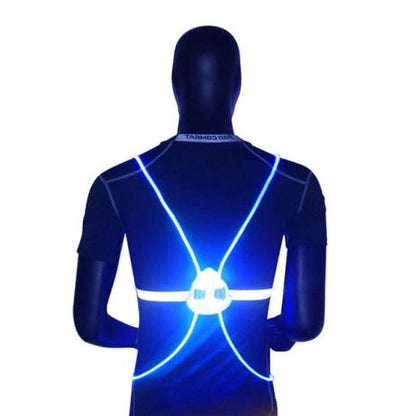 Belro 360 Reflective LED Flash Night Vest for men, showcasing high-visibility safety clothing with bright reflective and LED features.