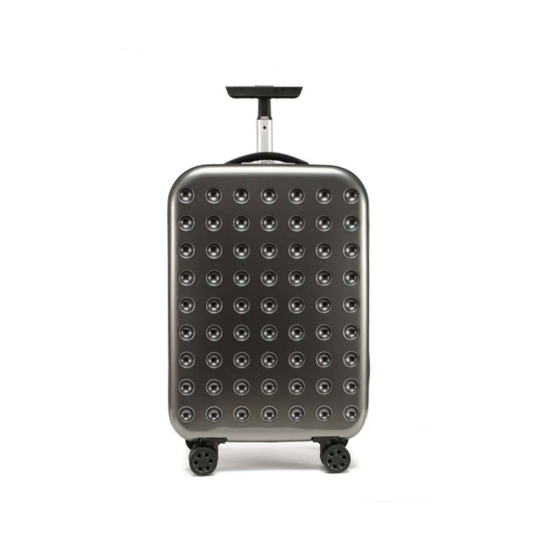 Belro 360° foldable travel suitcase with wheels, showing its compact design and sturdy handle for easy maneuvering.