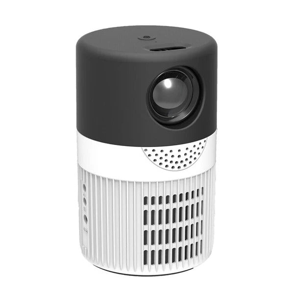 Belro portable mini movie projector displaying a bright image on a wall, compact design ideal for home entertainment.