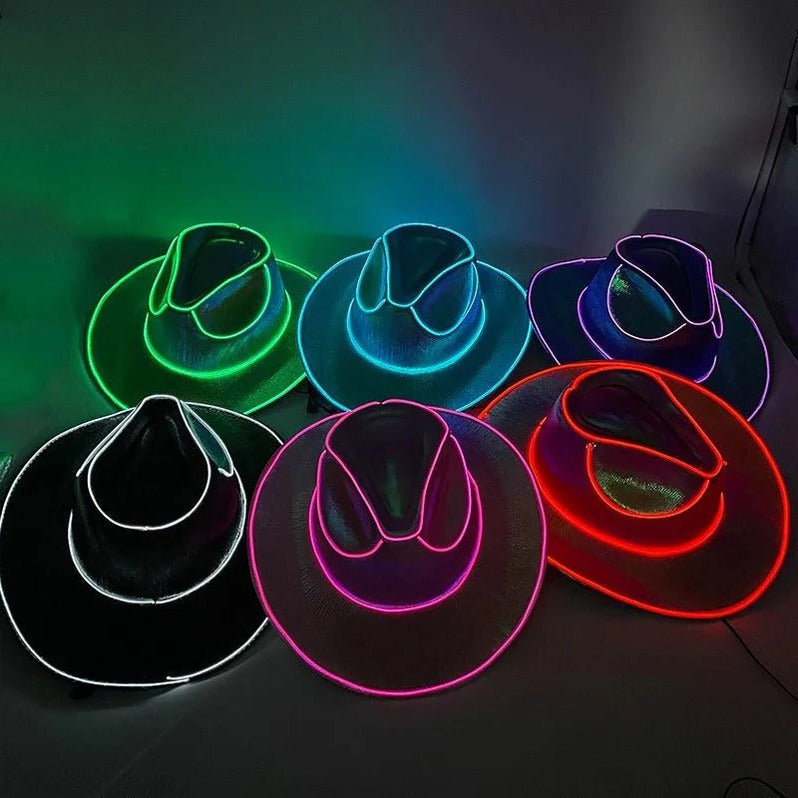 Belro LED cowboy hat with built-in lights, casual sun hat style, perfect for outdoor or festive wear.