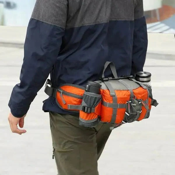 Belro multifunctional outdoor sports waist bag with adjustable strap and multiple compartments, designed for outdoor activities.