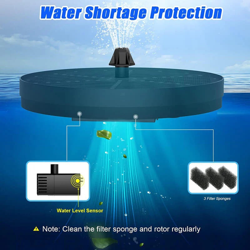 Belro solar fountain with 60 LED lights, outdoor garden decoration featuring a water feature and colorful LED illumination.
