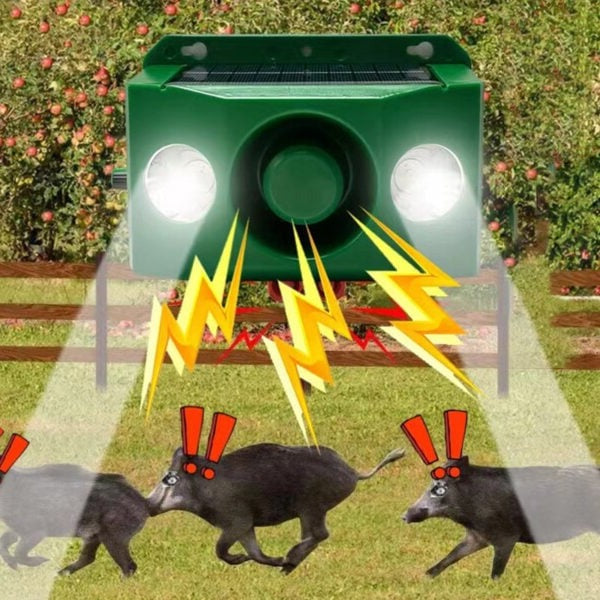 Belro Beast Repellent Solar Warning Light for home and garden pest control, outdoor pest deterrent device with solar-powered illumination.