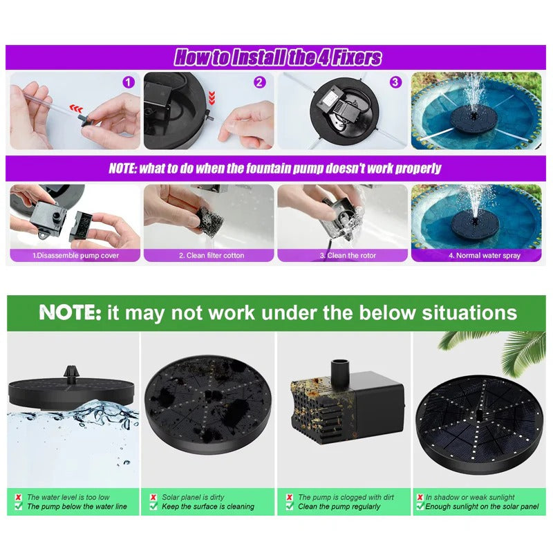Belro solar fountain with 60 LED lights, outdoor garden decoration featuring water feature and illuminated LED lighting.