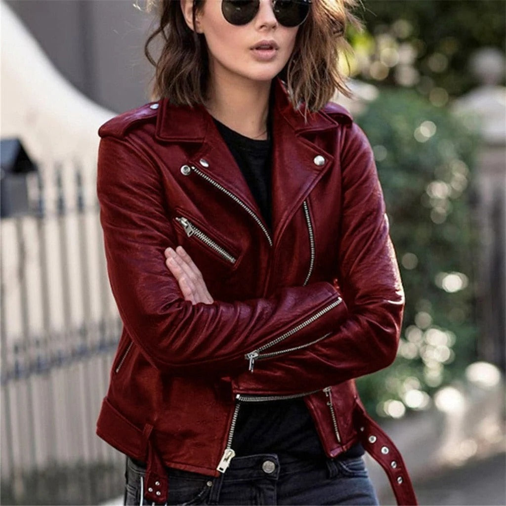 Belro leather motorcycle jacket in vibrant colors, showcasing durable high-quality leather and stylish design.