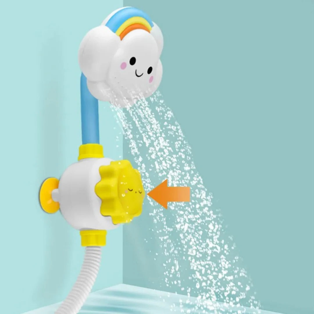 Belro Baby Bath Toy Cloud Shower Head with colorful cloud design, suitable for infants and young children during bath time.