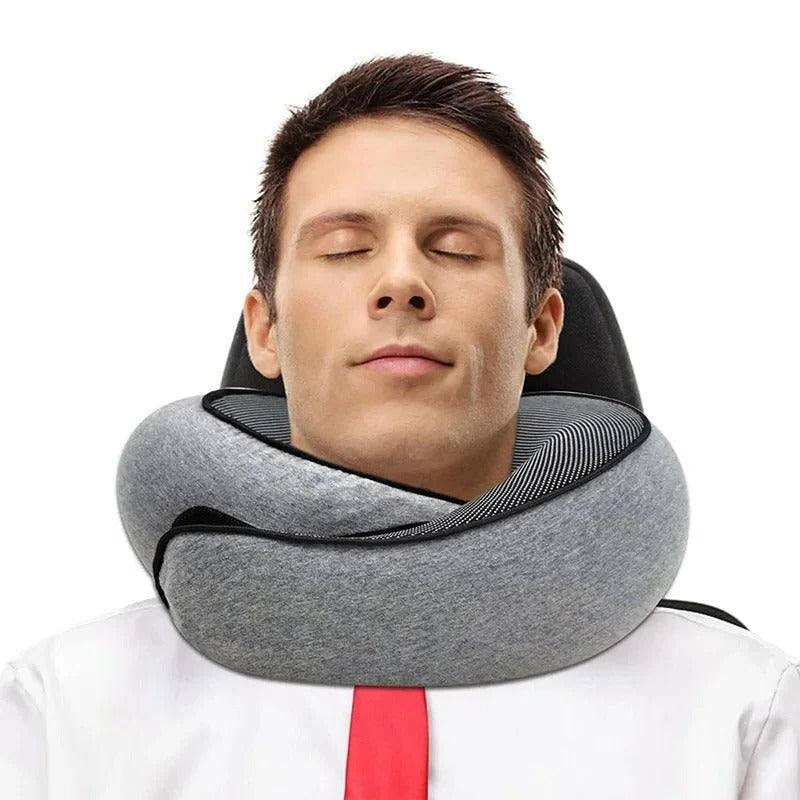 Belro snail-style memory foam travel neck pillow in U-shape with adjustable support, portable and designed for comfortable neck rest.