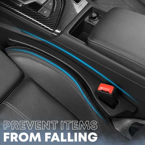 Belro Auto Gap Safety Fillers installed between car seats and center console for a secure, organized interior.