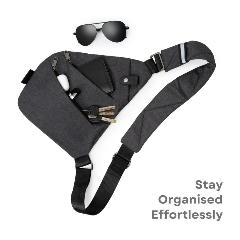Belro unisex anti-theft crossbody bag with secure zipper closure and adjustable strap, made of durable material.
