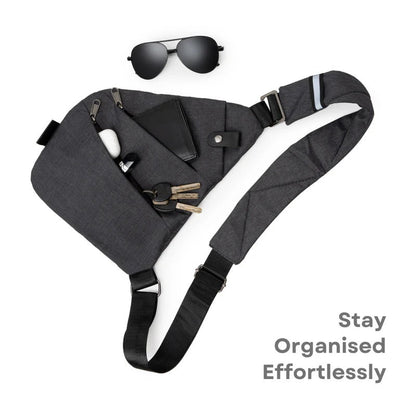 Belro unisex anti-theft crossbody bag with secure zipper closure and adjustable strap, made of durable material.