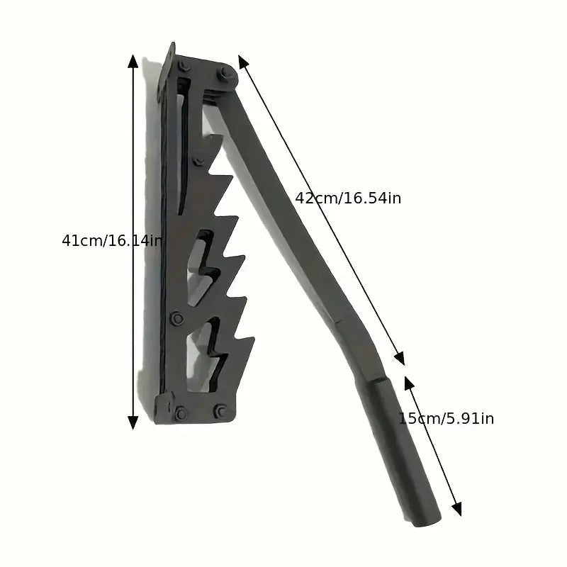 Belro wall-mounted firewood kindling splitter tool for splitting small logs, made of durable metal, mounted on a wall for easy use