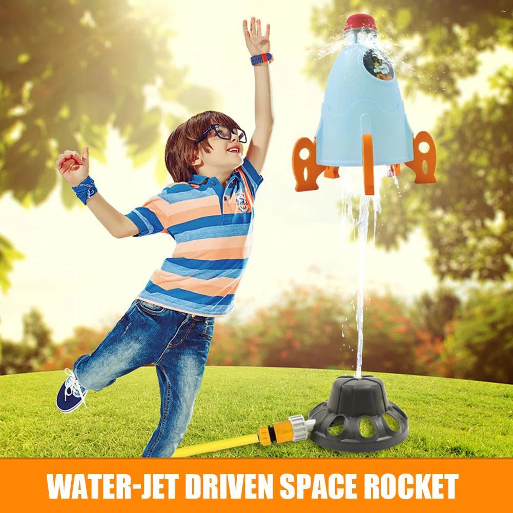 Kids Water Rocket Toy by Belro, colorful water-powered rocket with fins and nozzle, ready for outdoor play and water launches.