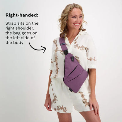 Belro unisex anti-theft crossbody bag with secure zipper closure, compact design, and adjustable strap, ideal for everyday accessories.