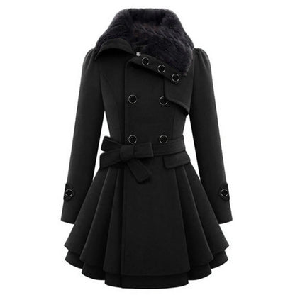 Belro women's long winter coat, warm and stylish, with a hood and button closure, suitable for cold weather winter clothing.