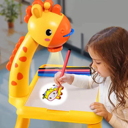 Creative LED art projector by Belro showing colorful light patterns projected onto a surface, designed for kids' toys and creative play.