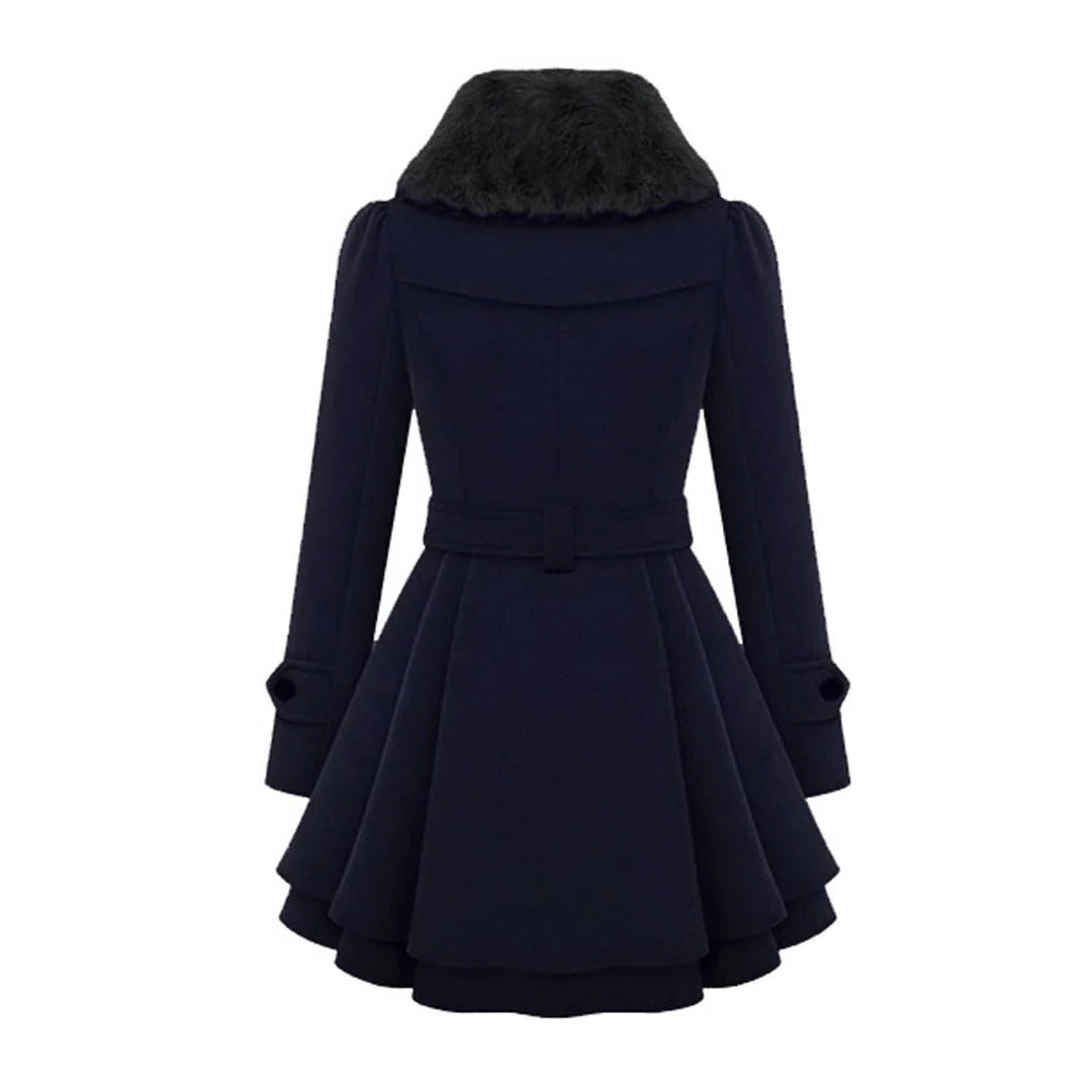 Belro women's long winter coat with warm, insulated fabric, featuring a hood and stylish design for cold weather comfort.