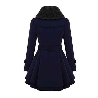 Belro women's long winter coat with warm, insulated fabric, featuring a hood and stylish design for cold weather comfort.