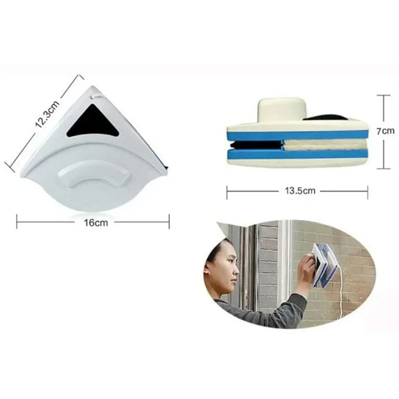 Belro dual-sided magnetic window cleaner with ergonomic handle, designed for easy glass cleaning from inside and outside.