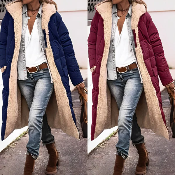 Long, comfortable women's coat by Belro featuring a cozy, stylish design perfect for chilly weather.