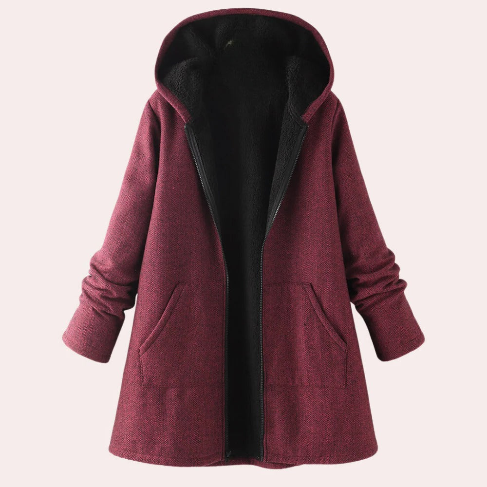 Belro women's casual warm hooded jacket, cozy outerwear with a front zipper, ideal for cold weather and everyday wear.