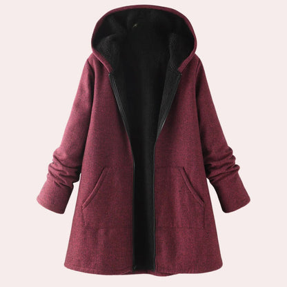 Belro women's casual warm hooded jacket, cozy outerwear with a front zipper, ideal for cold weather and everyday wear.