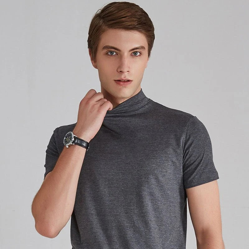 Belro casual cotton men's shirt with a fashionable fit, featuring a classic collar and button-down front, displayed on a hanger.