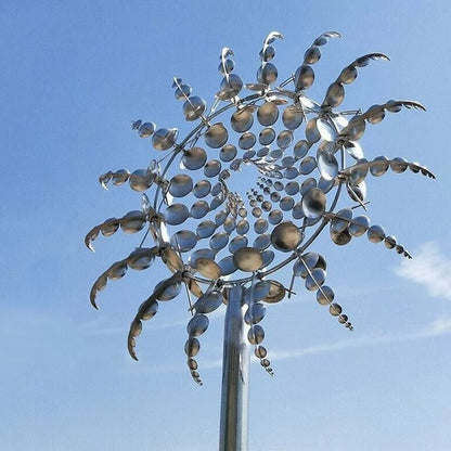 Belro metal garden windmill with dual motion spinning blades, decorative garden decor for outdoor spaces