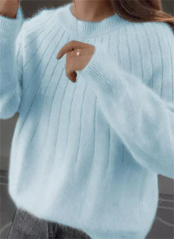 Belro soft cashmere knitted sweater for women featuring a cozy, warm design in a stylish fit, perfect for cold weather.