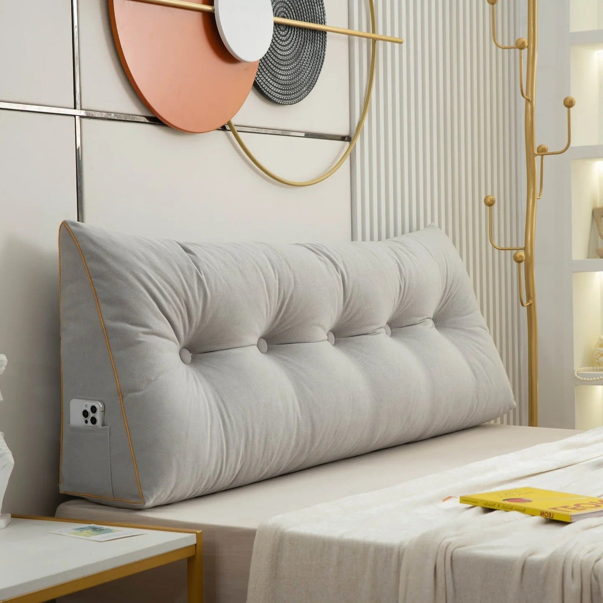 Belro Luxury Chic Wedge Pillow for back support, shown with plush fabric and ergonomic design for enhanced comfort.