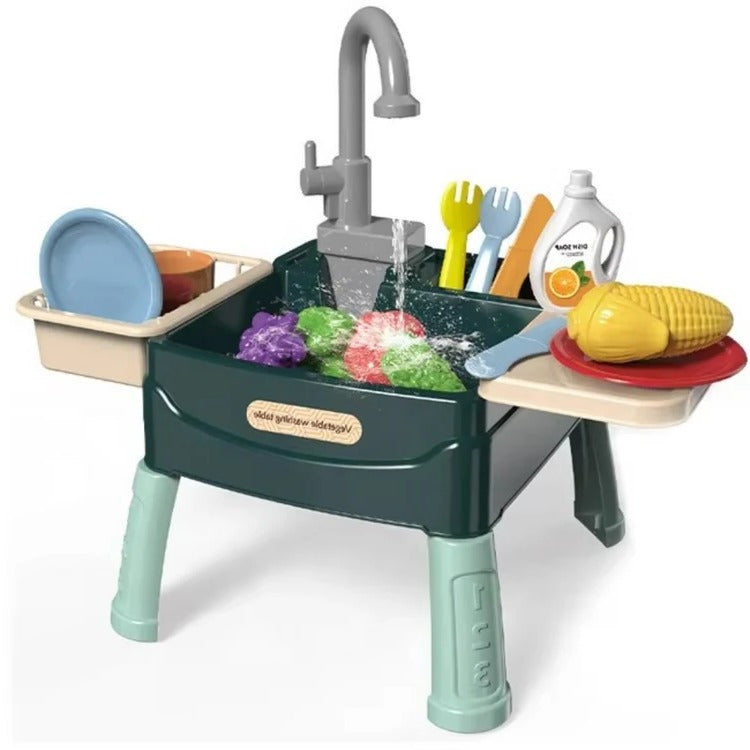 Children’s play kitchen with flowing water feature, colorful plastic toy kitchen set for kids by Belro