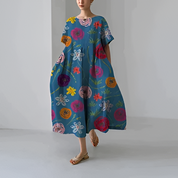 Belro casual floral print dress featuring an elegant, flowing design perfect for everyday or special occasions.