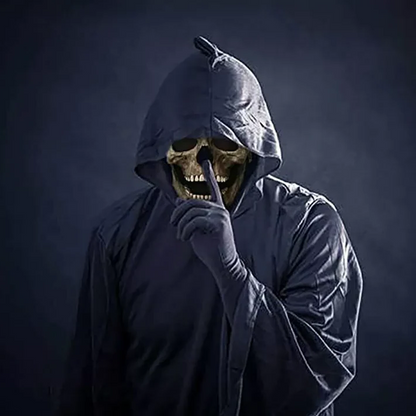 Belro Movable Jaw Realistic Full Head Skull Mask, human skeleton costume for Halloween party, detailed skull design, full head coverage